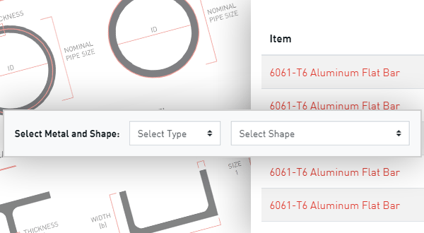 Browse Metals Using the Item Catalog