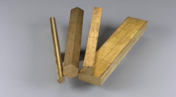 Brass bar stock in flat, round, square and hexagon shapes