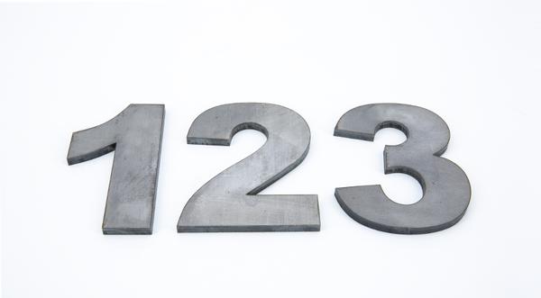 Laser cut hot roll steel numbers one two three manufactured parts